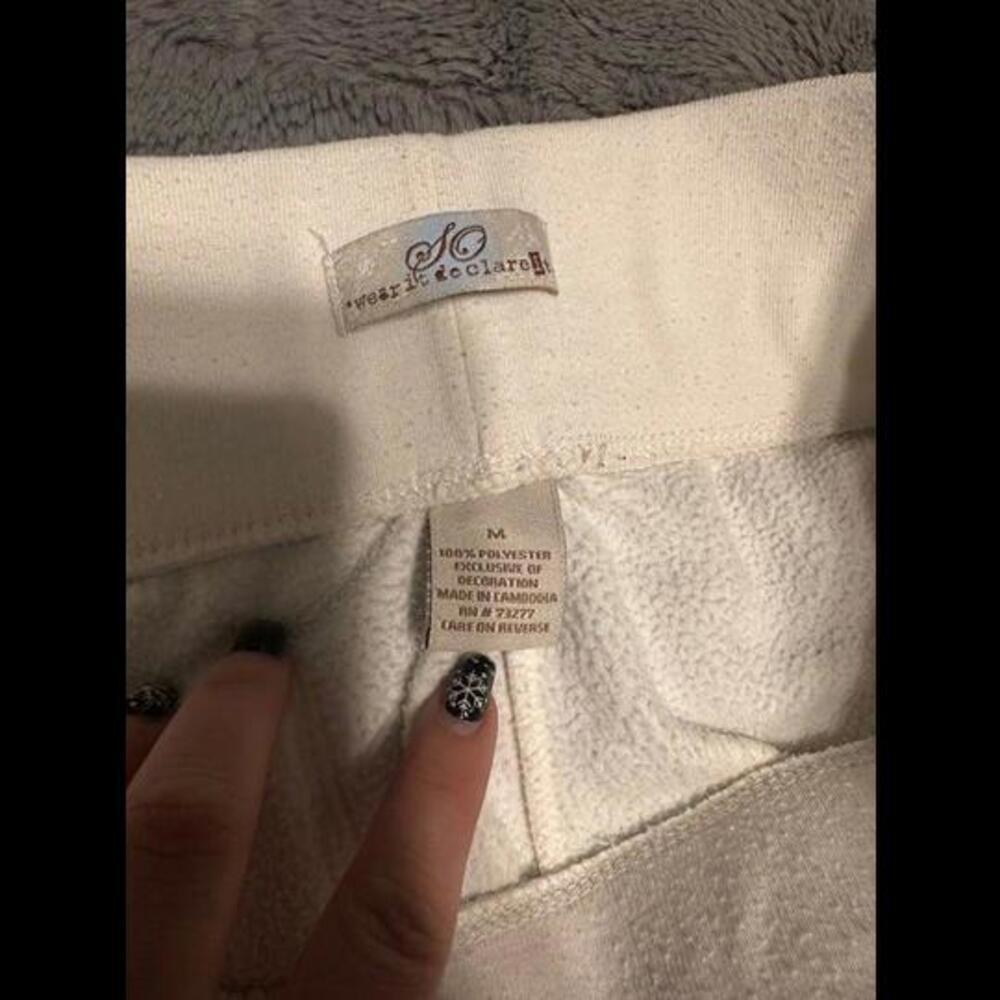Cozy Off-White Fleece Lounge Pants - Size M - Picture 2 of 3